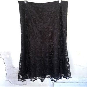 🖤 Jones New York black lace flared skirt sz 14